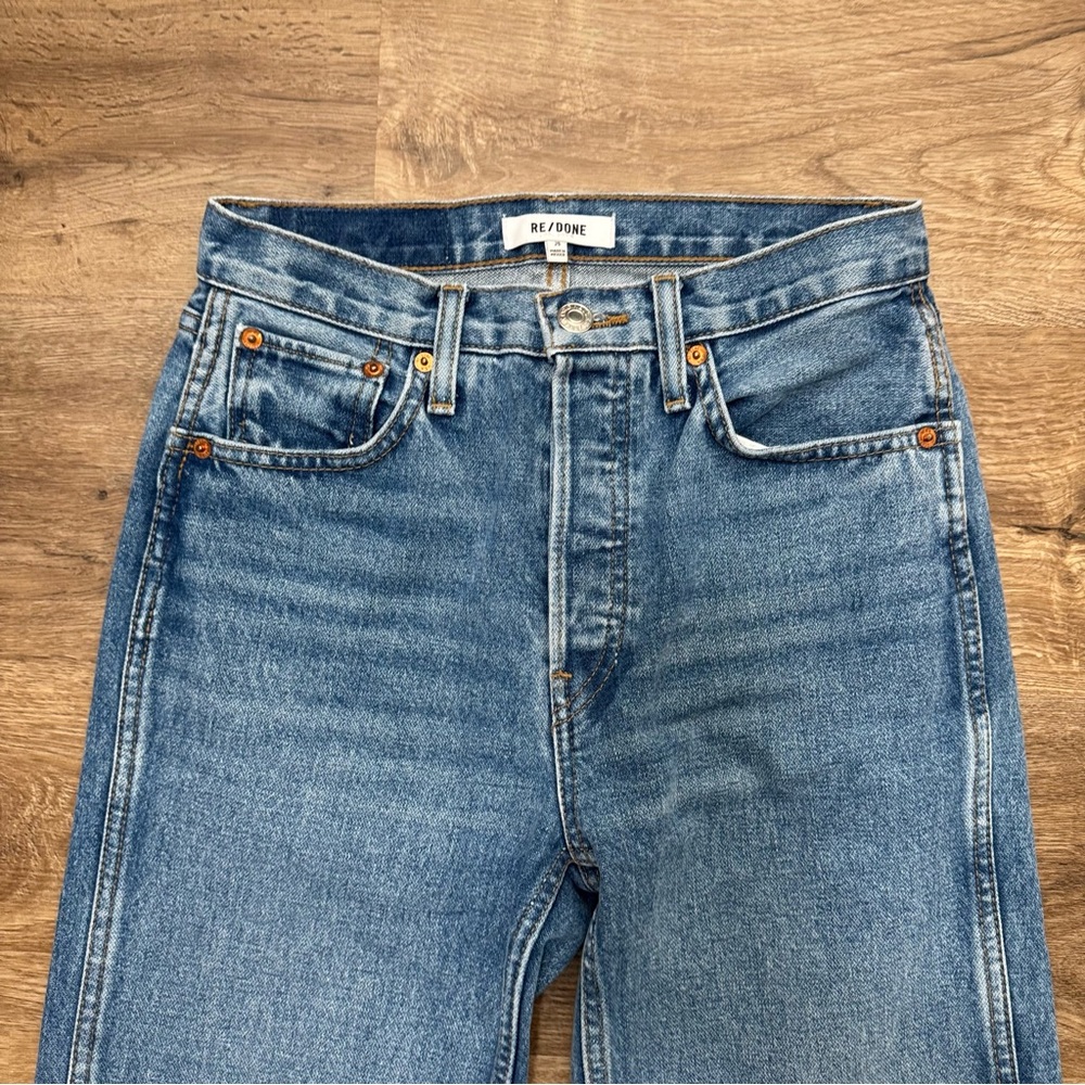Re/Done Blue 90's High Rise Loose Straight Leg Jeans Size 25 - Picture 4 of 8